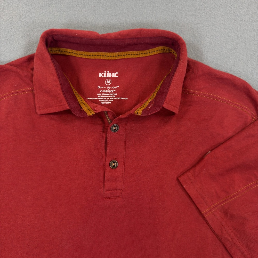 KUHL Wildfibre Mens Red Organic Cotton Short Sleeve Polo Shirt Size M